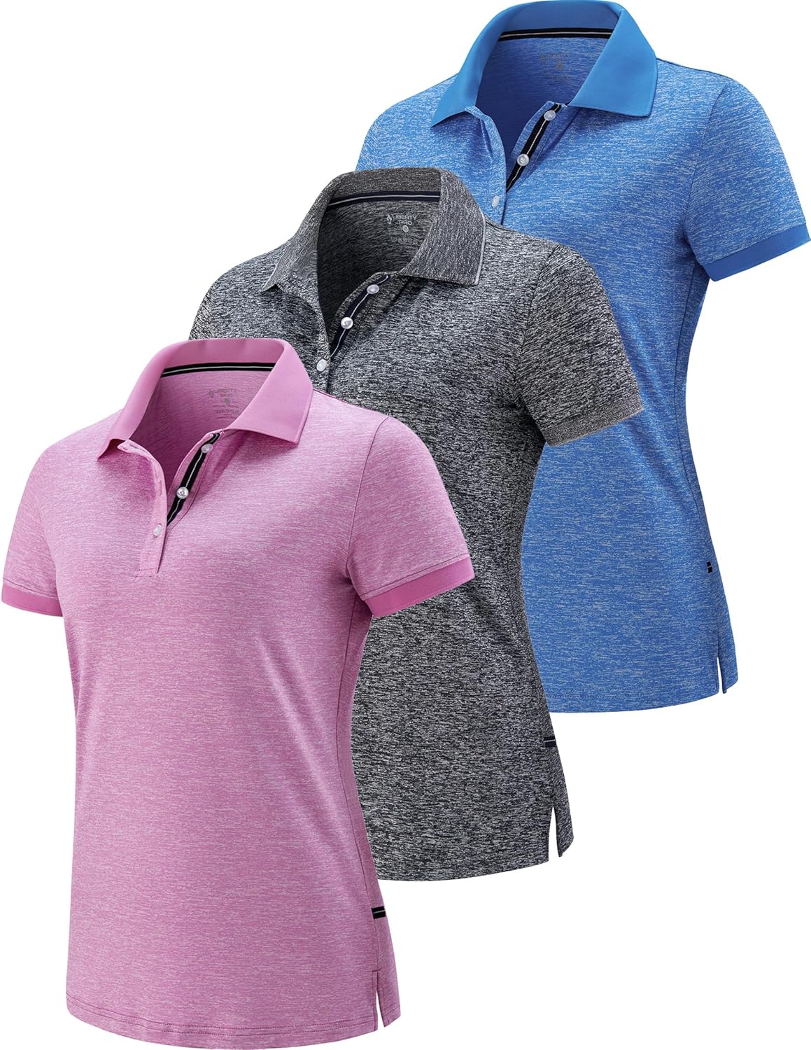 3 Pack Women's Athletic Dry Fit Polo Shirts, Wicking Short Sleeve Collared Golf T Shirt Tennis Tops