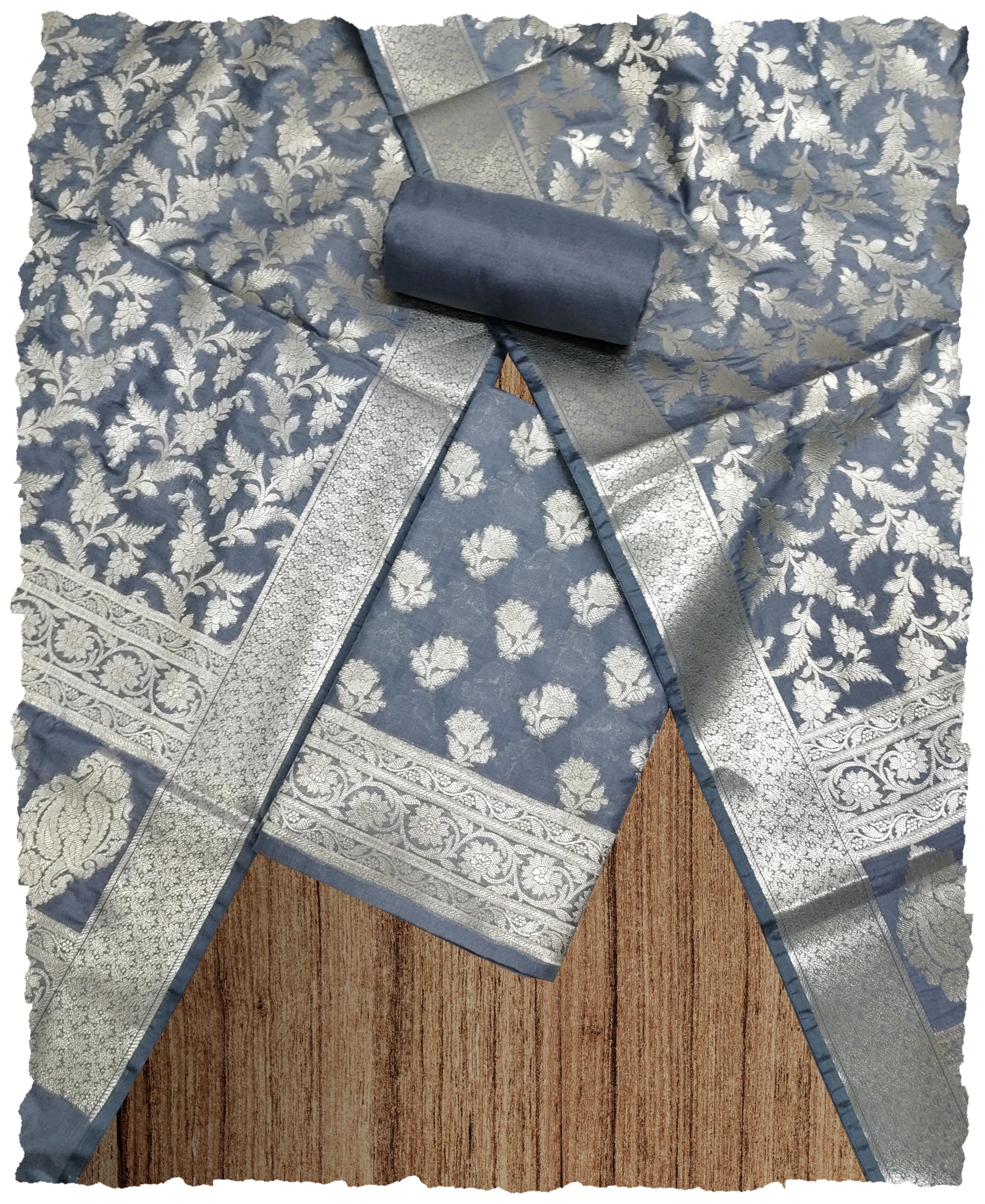 Banarasi Katan Silk Unstitched Suit Dress Material for Women | Premium Soft Silk Top Bottom Dupatta | Banarasi Zari Weave | American Jal Design-image-27