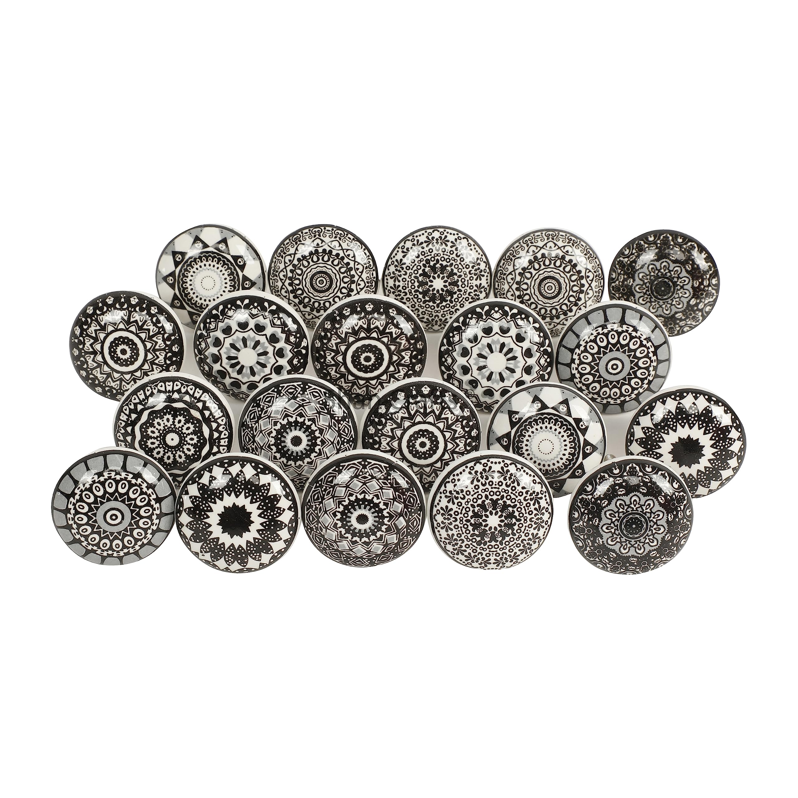 Shah Crafts.Ceramic Door Knobs Black and White Premium Quality Assorted Clock Designs Handmade, Vintage, Shabby Chic, Interior Furniture, Cabinet Cupboard Wardrobe Drawers Pulls Handles - Pack of 10