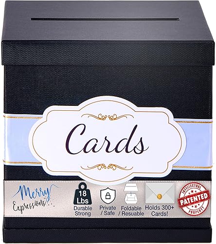 Merry Expressions Caja de tarjetas rústica de 10 pulgadas de arpillera, tarjetero para fiesta, caja de regalo de dinero para recepción de boda,