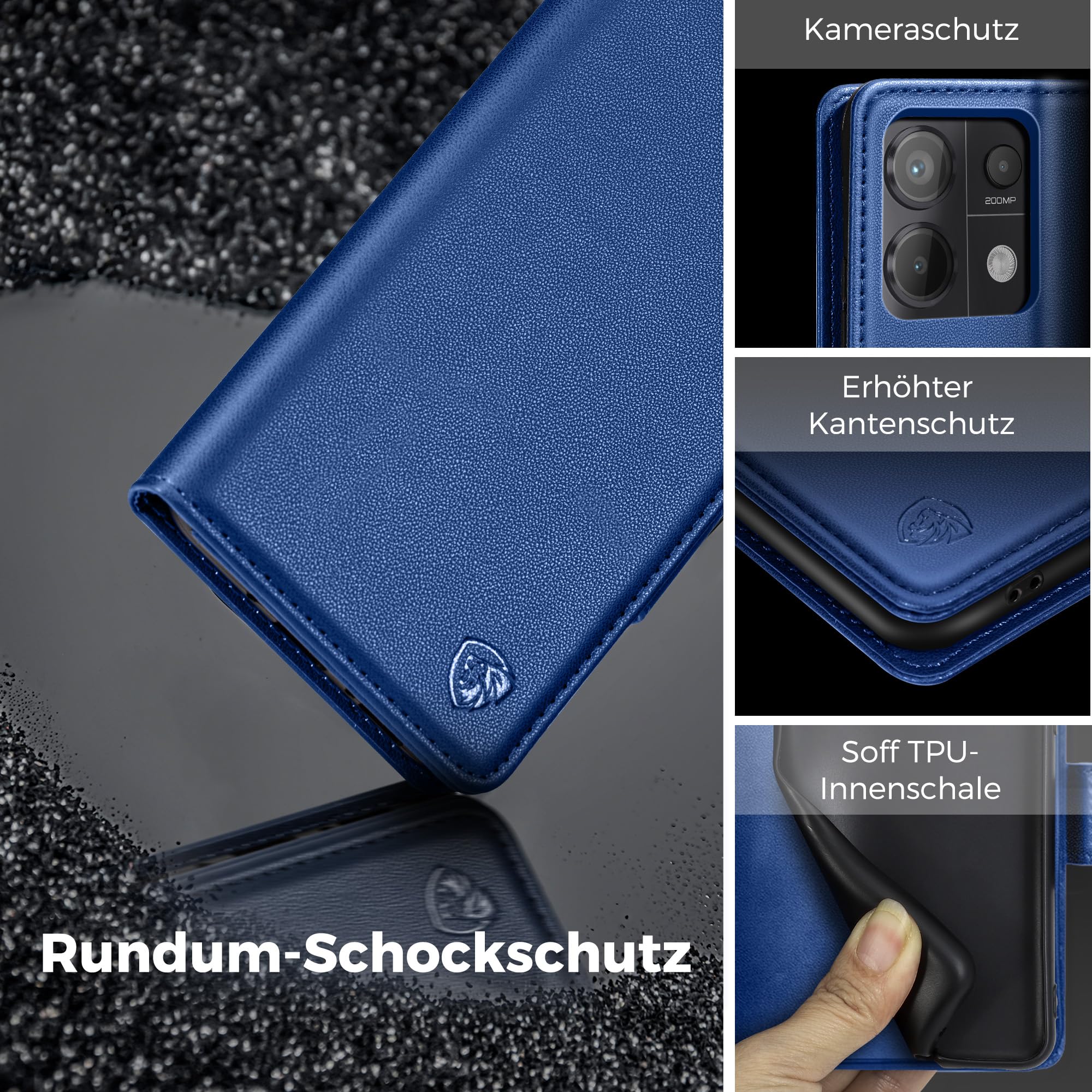 CASBST Mobile Phone Case for Xiaomi Redmi Note 13 Pro Plus 5G, Premium Leather Protective Case, Foldable with Card Slot - Image 3
