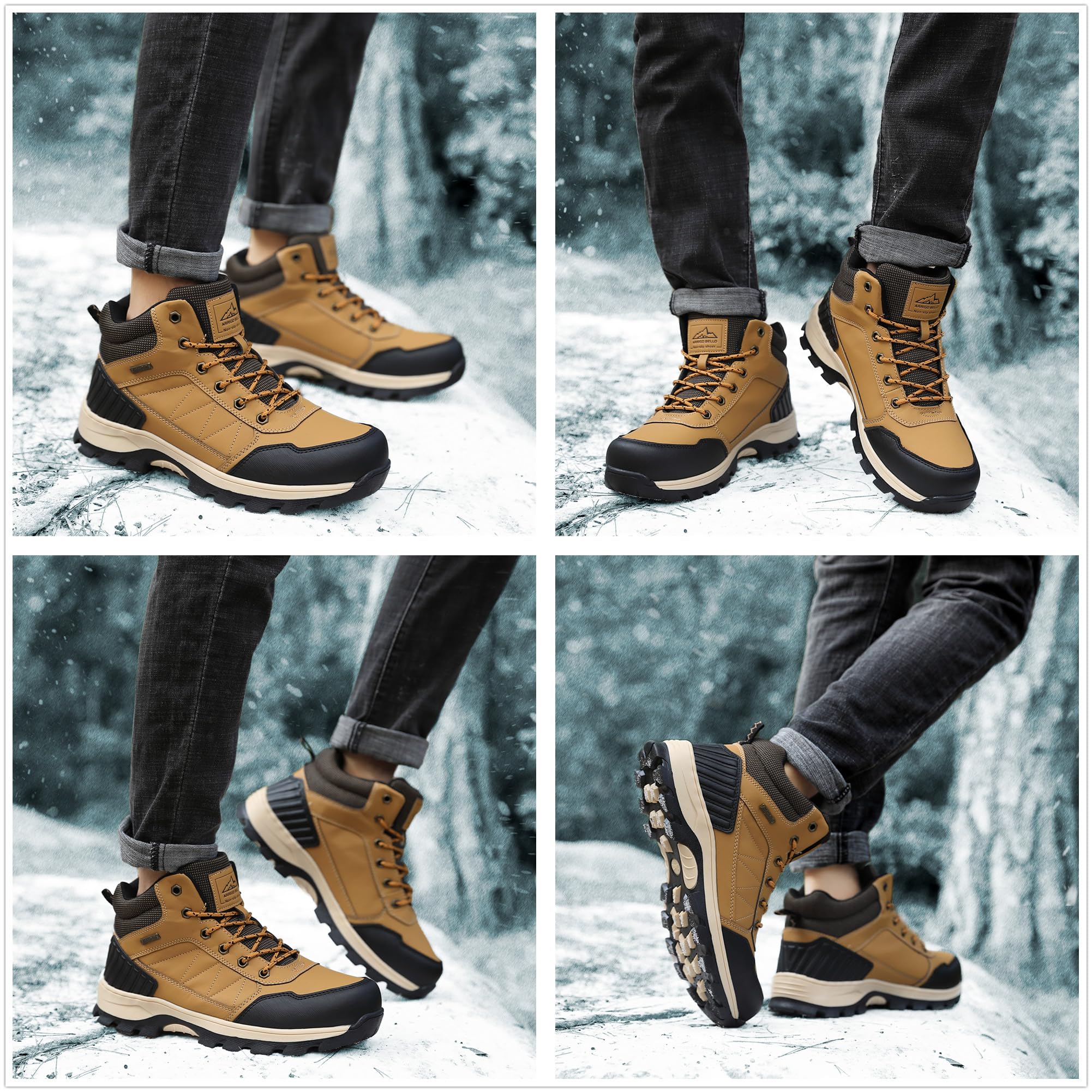 ARRIGO BELLO Chaussure Homme Hiver Bottes Homme Bottine Chaud Fourrées Neige Extérieur De Marche Randonnée Boots Taille 41-46