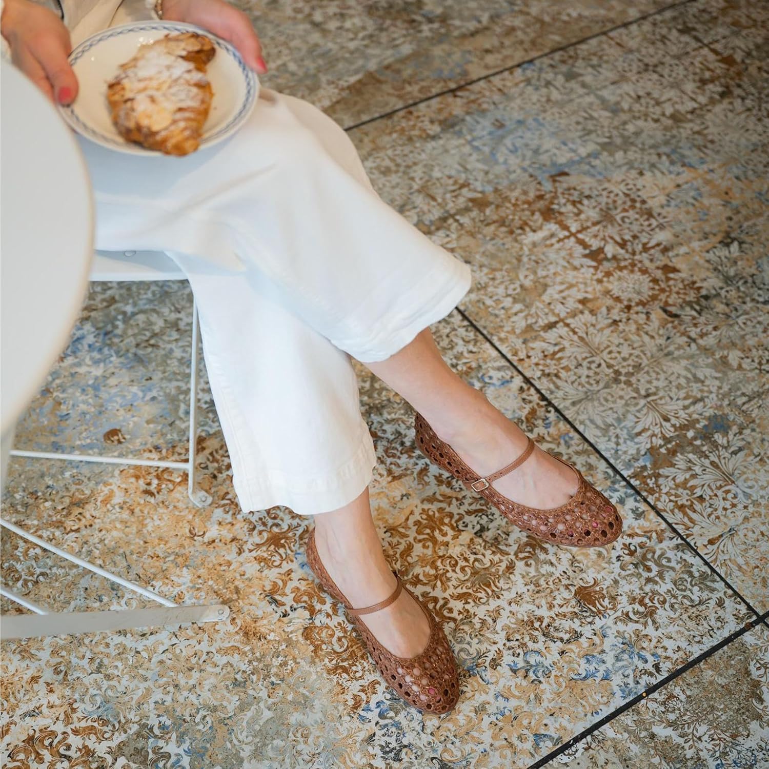 Woven Ballet Flats for Women Round Toe Weavy Ballerina Flat Shoes Adjustable Strap Dressy Comfortable Summer Mary Janes - Image 2