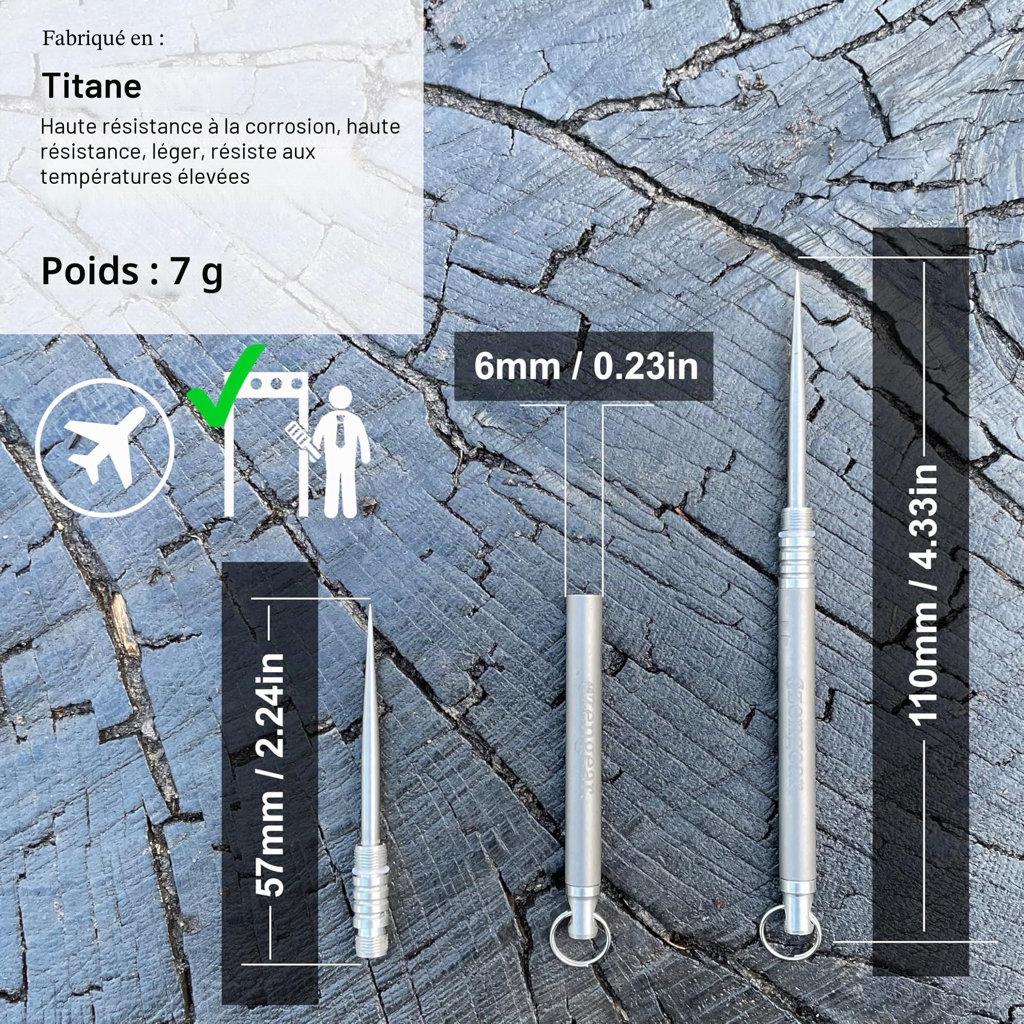 aZengear Cure-Dents Porte-clés de Poche Métal Léger Portable Réutilisable