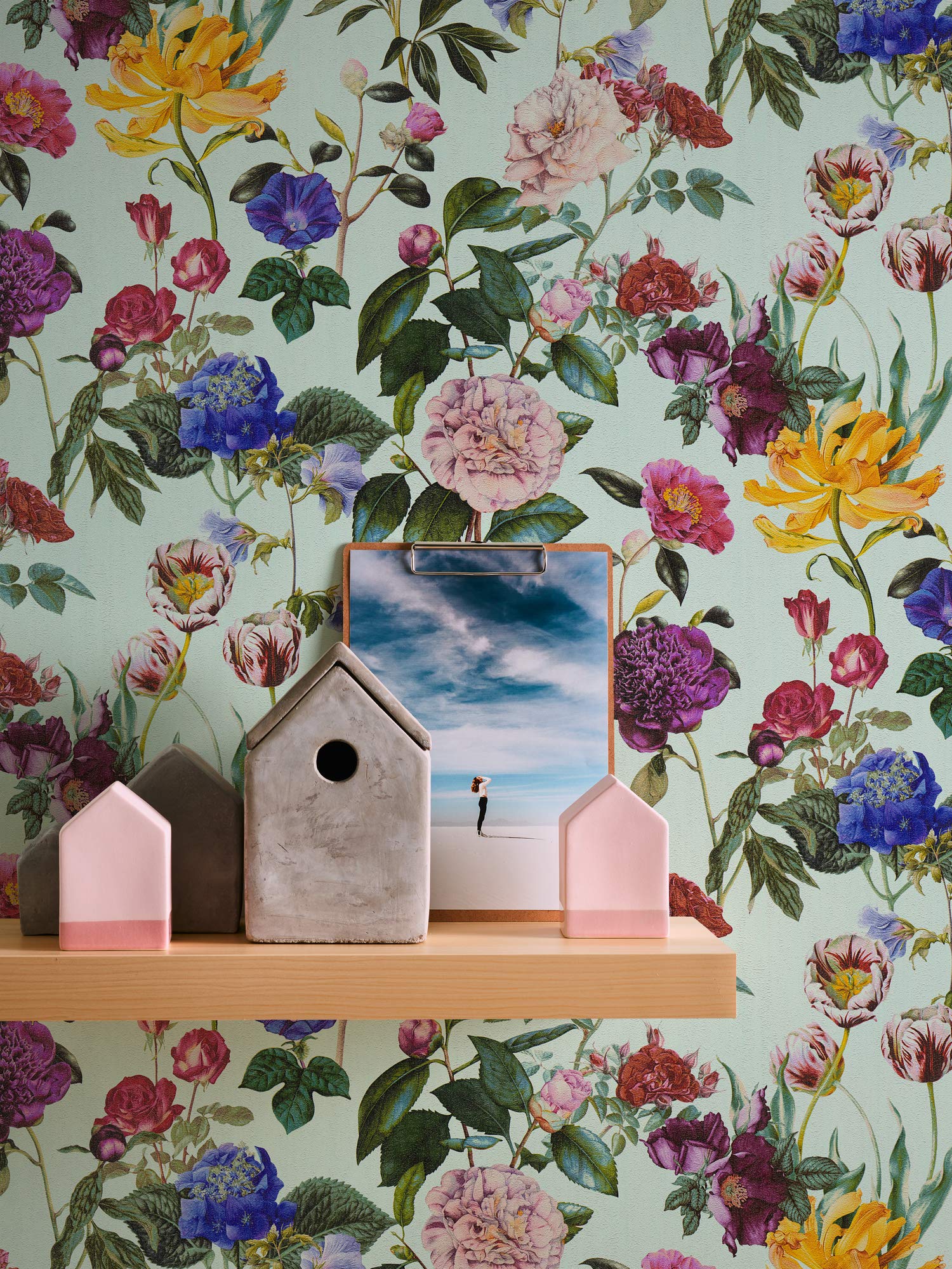 Livingwalls Jette 373362 37336-2 - Papel pintado (10,05 x 0,53 m), diseño floral, color azul, verde y rojo