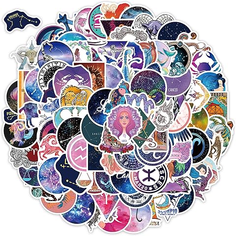 Zodiac Signs Stickers,100PCs, Laptop Decals Gift Toddlers Teens Girls Cute Cool Kaw...