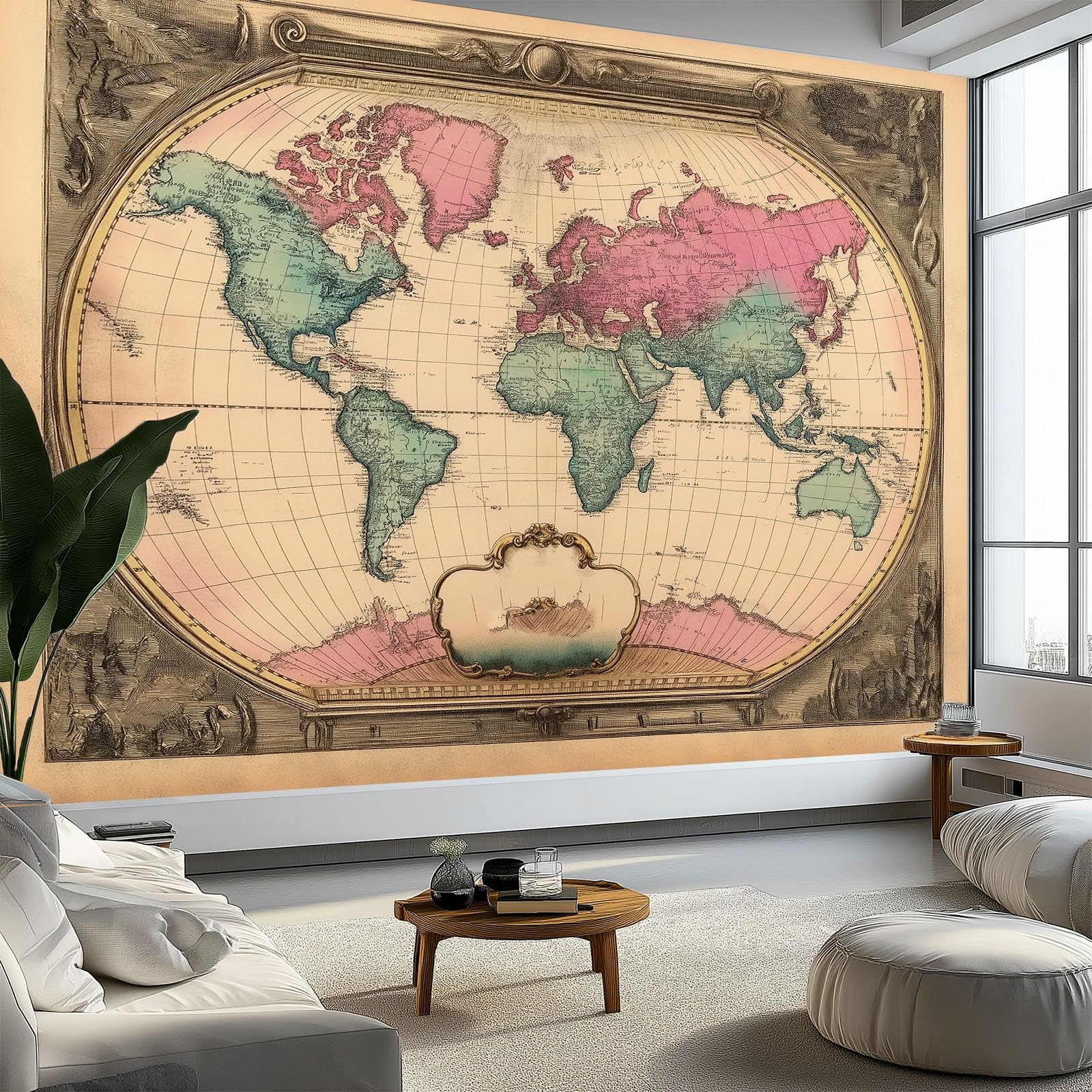Generic Tapeta ścienna, mapa świata, stara akwarela, fototapeta, ciemnobrązowa, 250 x 175 cm (szer. x wys.), dekoracja ścienna, tapeta do salonu, sypialni