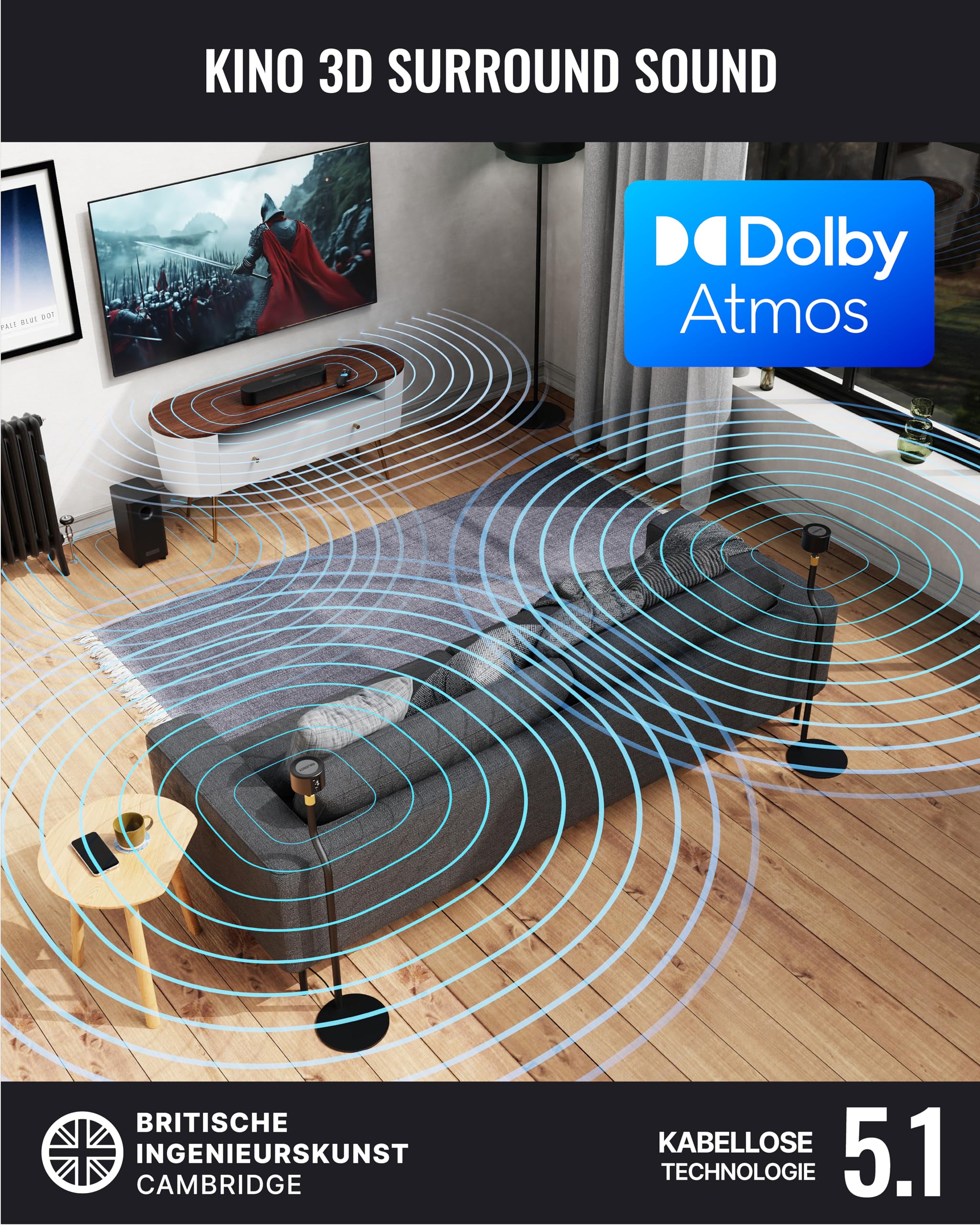 Bowfell Halo Atmos Soundbar 300 W 5.1 Dolby Atmos Home Cinema - Dettaglio
