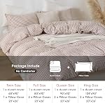 Ensemble de housse de couette en vichy tan, prélavé, extra doux, confortable, 3 pièces, couverture à carreaux marron, esthétique mignonne (reine 90"x90", sans couette)