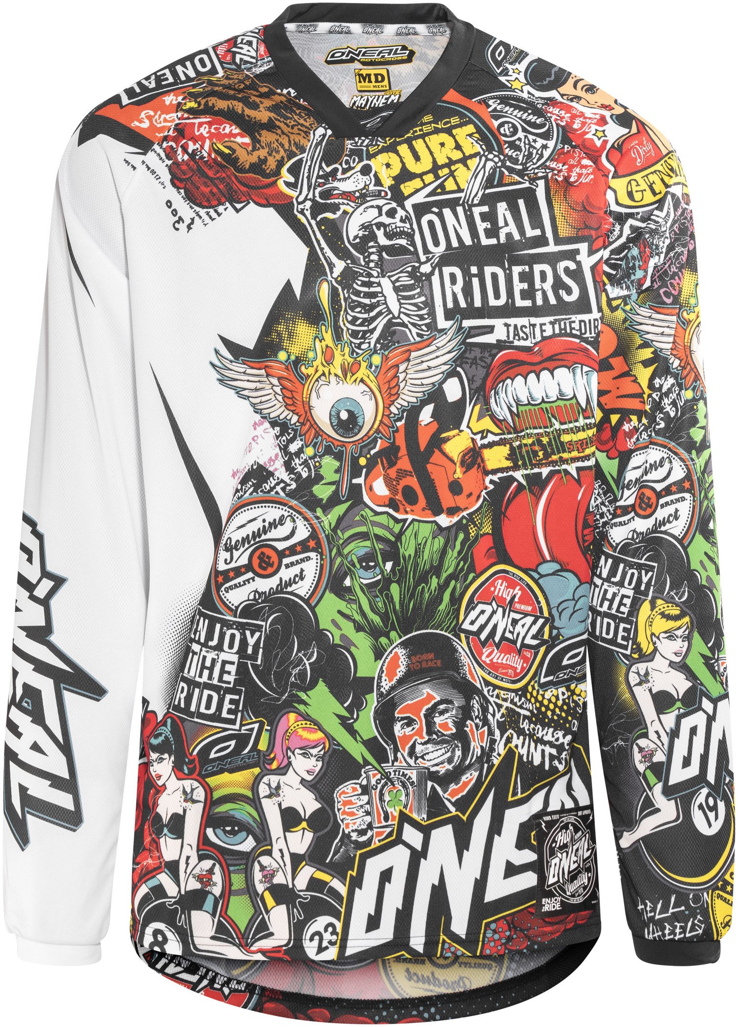 O'NEAL | Pantalones de Motocross | MTB Enduro | Pantalones superligeros con Gran Libertad de Movimiento, Ajuste atlético, Forro de Malla | Pantalones Mayhem Crackle 91 | Adulto | Amarillo Blanco Azul