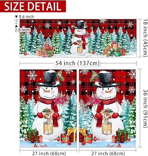 Miniatura 7 de Cortinas de cocina de Navidad, decoración de ventana de Navidad, juego de 3 cortinas de cocina con bolsillo para barra, decoración de cocina de