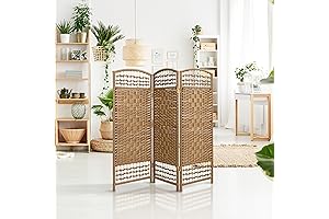 4 ft. Short Height Small Room Divider - Fiber Weave Folding Privacy...