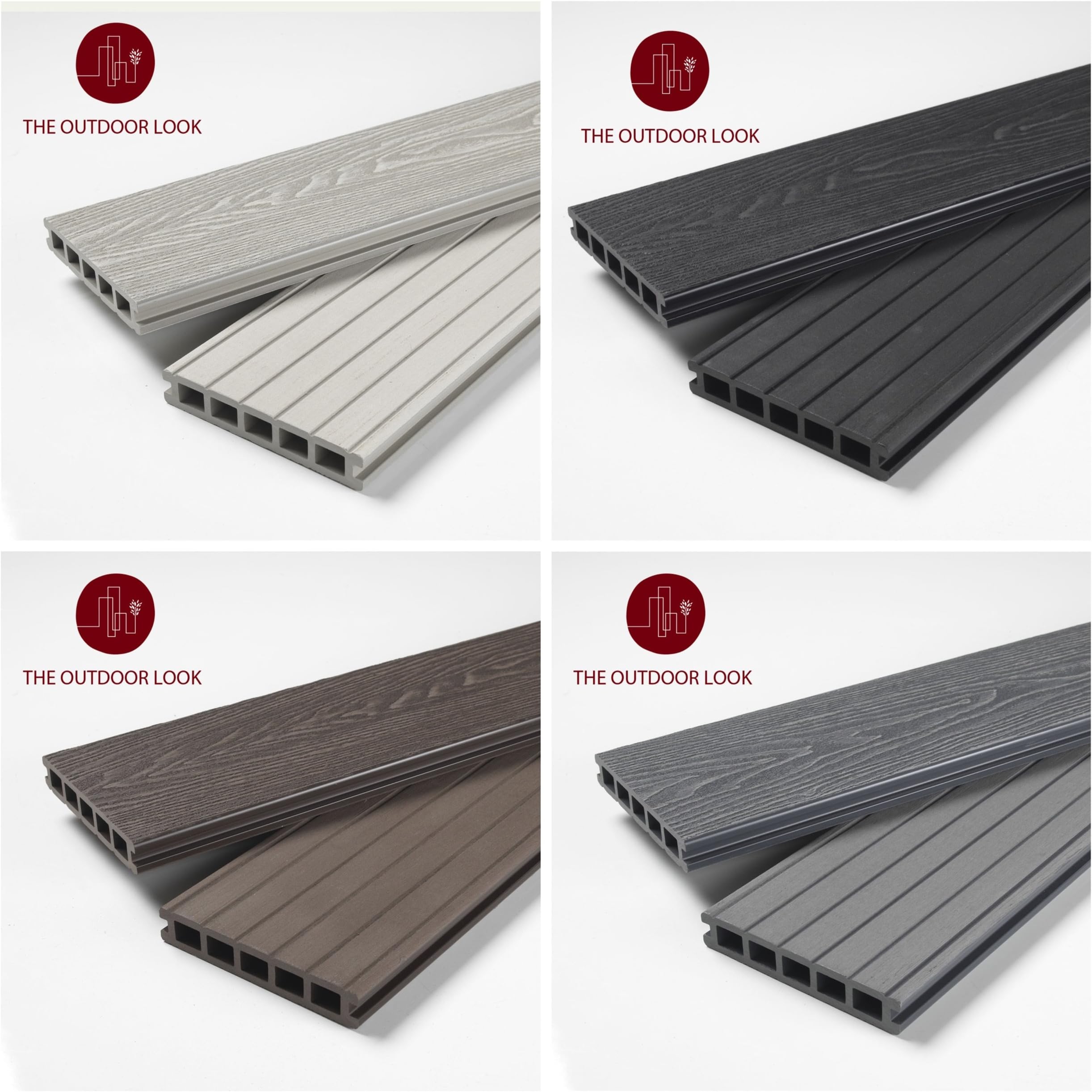 The Outdoor Look Composite Decking Sample Pack - Deep Embossed range - 4 colours - 3.60m boards