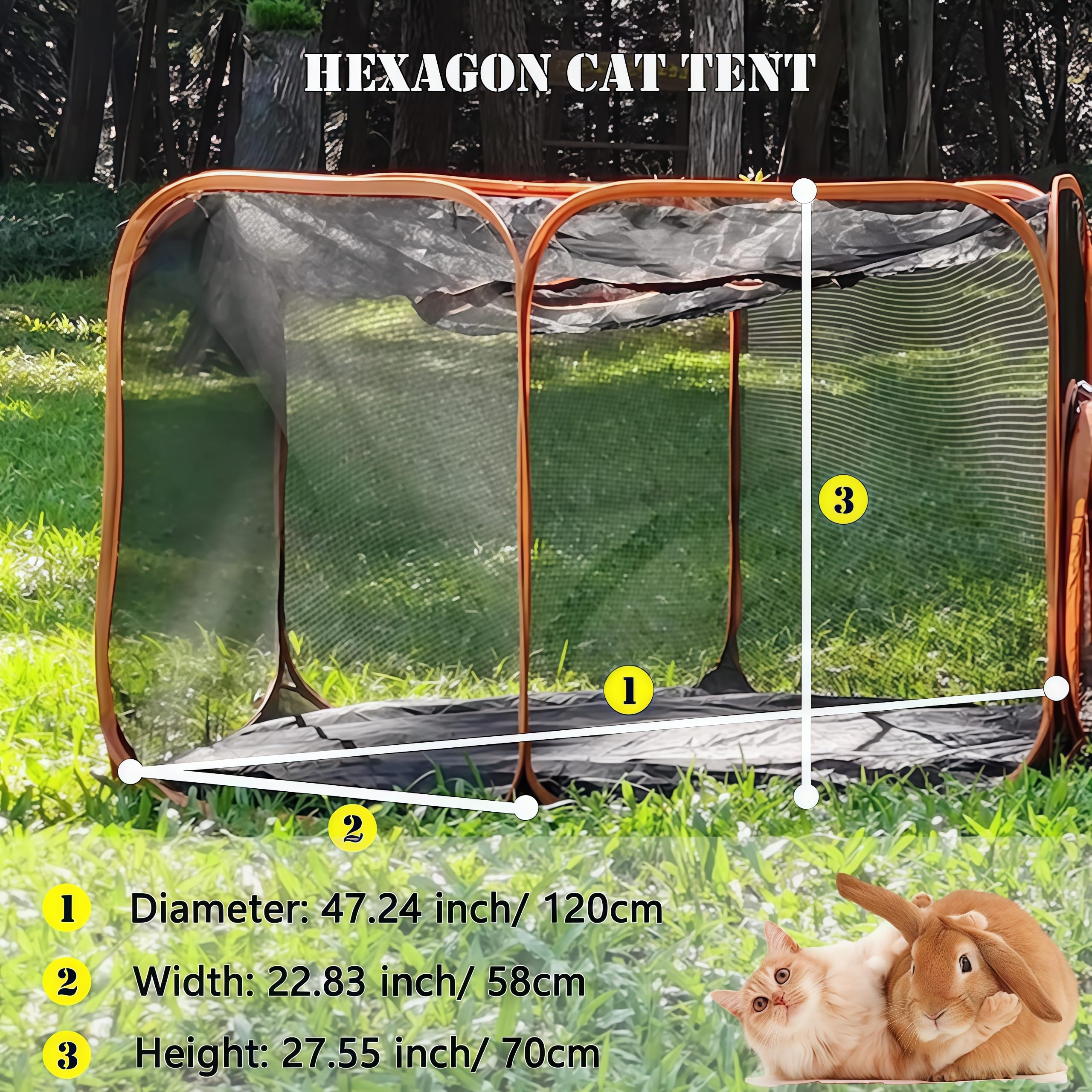 Gabinetes 6 en 1 para gatos al aire libre, tiendas de campaña portátiles de malla desplegables, túneles de juego al aire libre para mascotas para gatos grandes, conejos, hurones, animales pequeños de