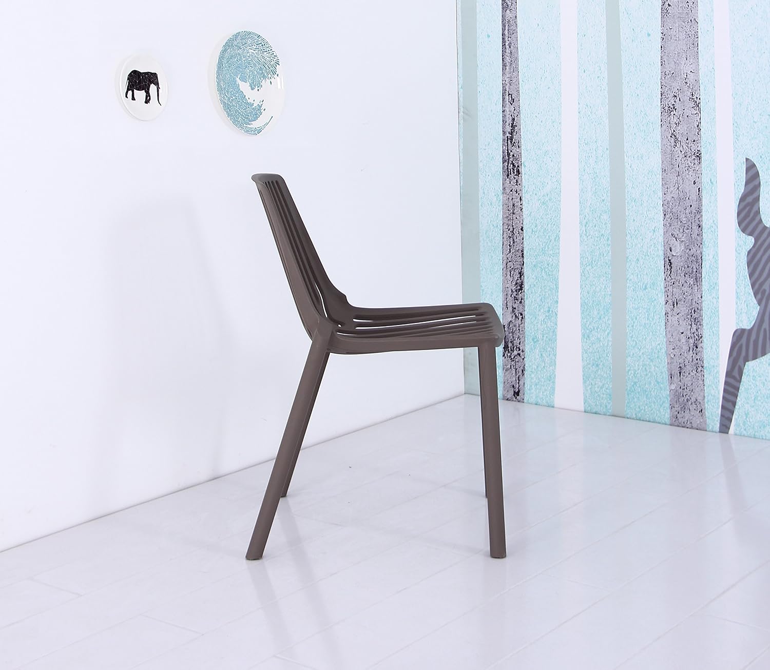 Container Furniture Direct Kim Series Modern Stackable Plastic Dining Chair Grey