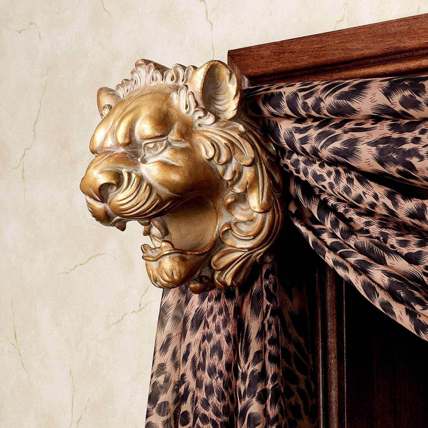 Lion Head Bracket Pair Antique Gold Pair