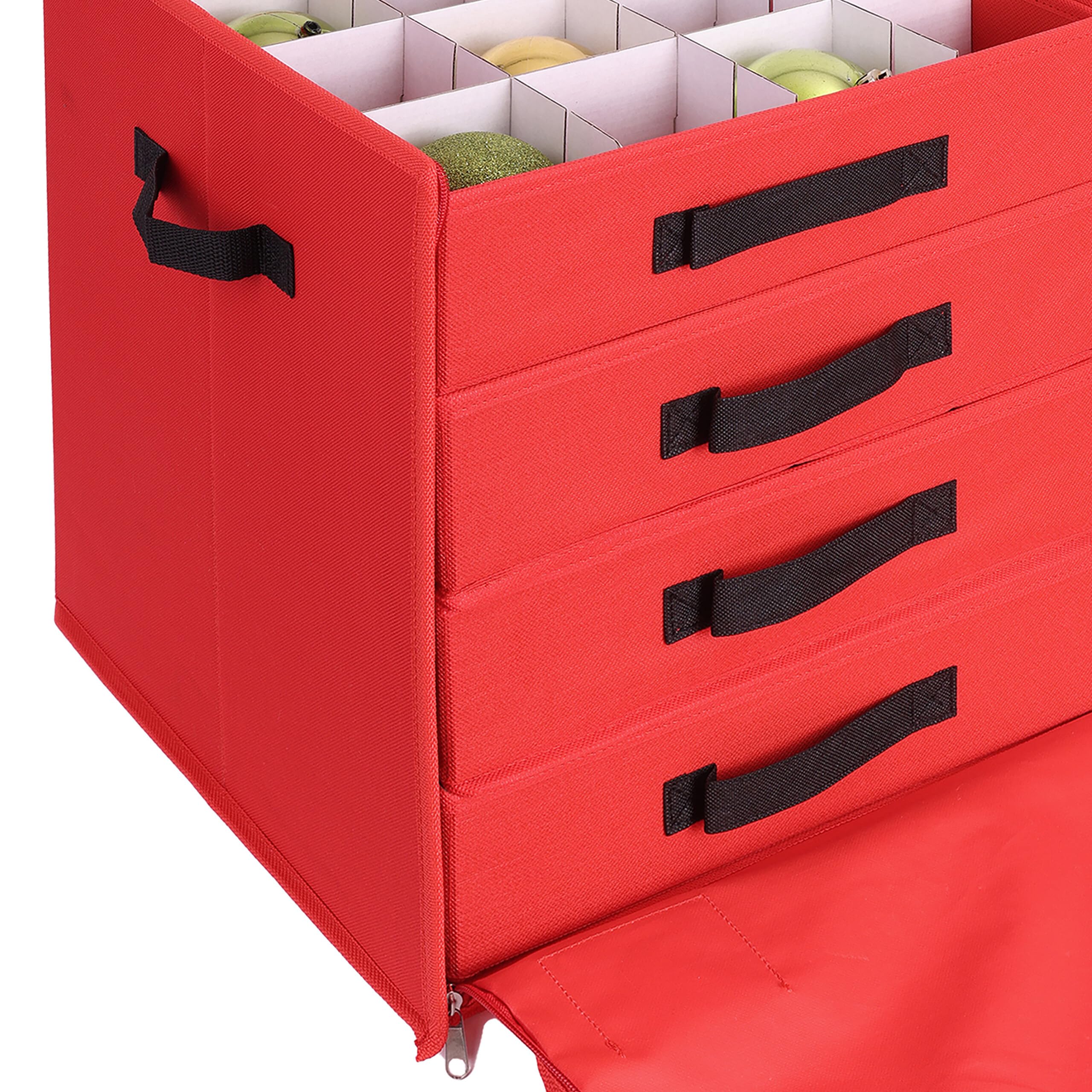 Relaxdays Scatola Porta Decorazioni Natalizie, 64 Palline, A x L x P: 40 x 36,5 cm, Poliestere