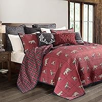 Vista 11 de Paseo Road White Pine Rustic Bedding - Juego de edredón de 3 piezas tamaño King, ropa de cama de algodón blanco con estampado de oso marrón, ciervo