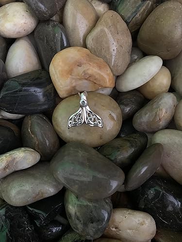 Miniatura 6 de Collar con colgante de nudo celta de cola de ballena de plata de ley, 18 pulgadas, topacio azul, Plata esterlina, Topacio