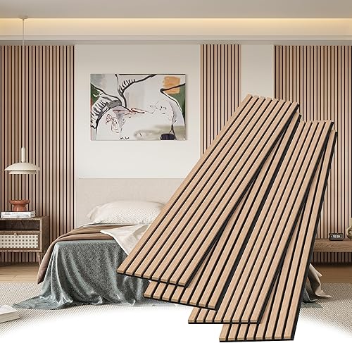 Miniatura 13 de Paneles de pared de listones de madera, paquete de 2 paneles decorativos de madera de 8 x 1 pie para pared, elegantes paneles de pared