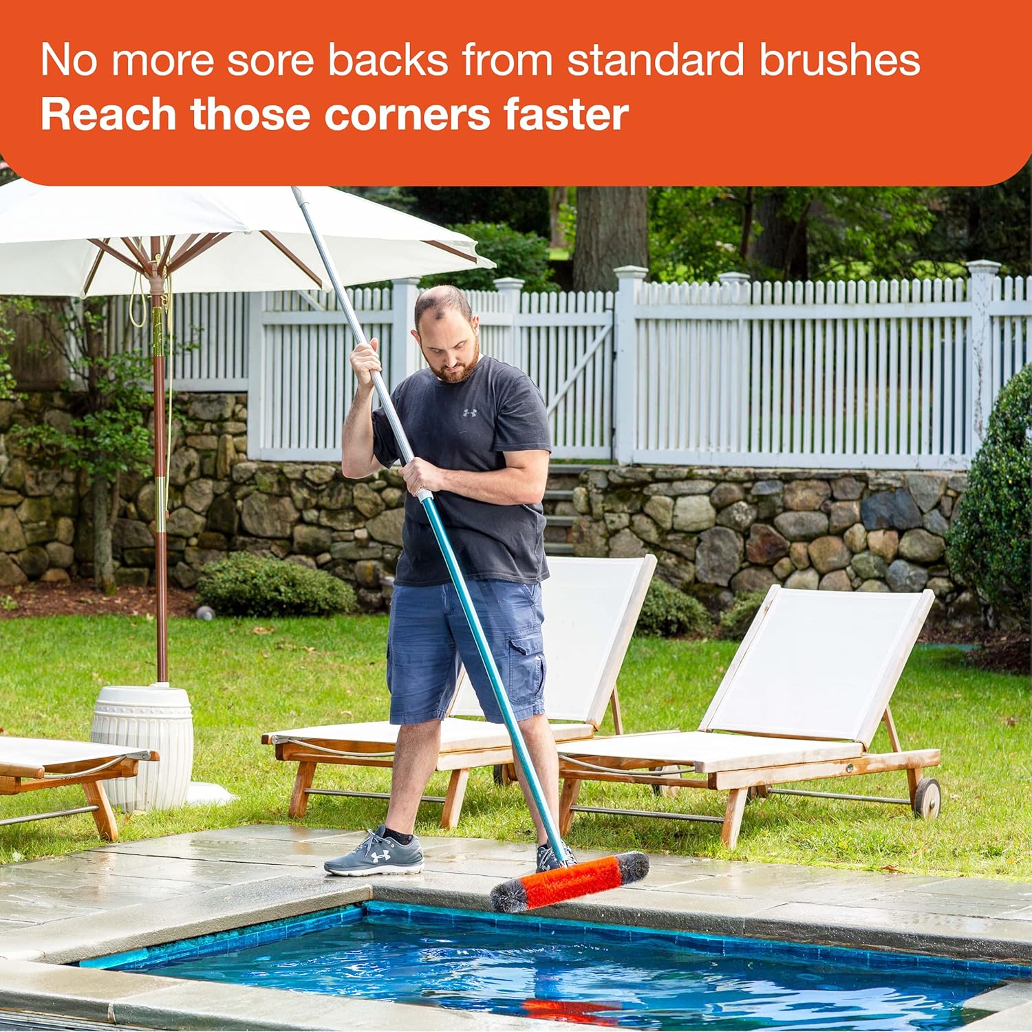 BLACK+DECKER Pool Brush, 360 Degree Bristles, 18 Inches : Patio, Lawn & Garden