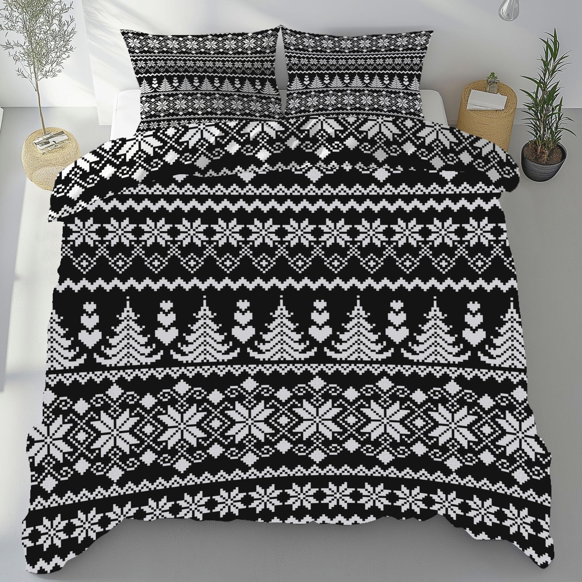 Microfibre de couette haut de gamme motif flocon de neige pour literie double