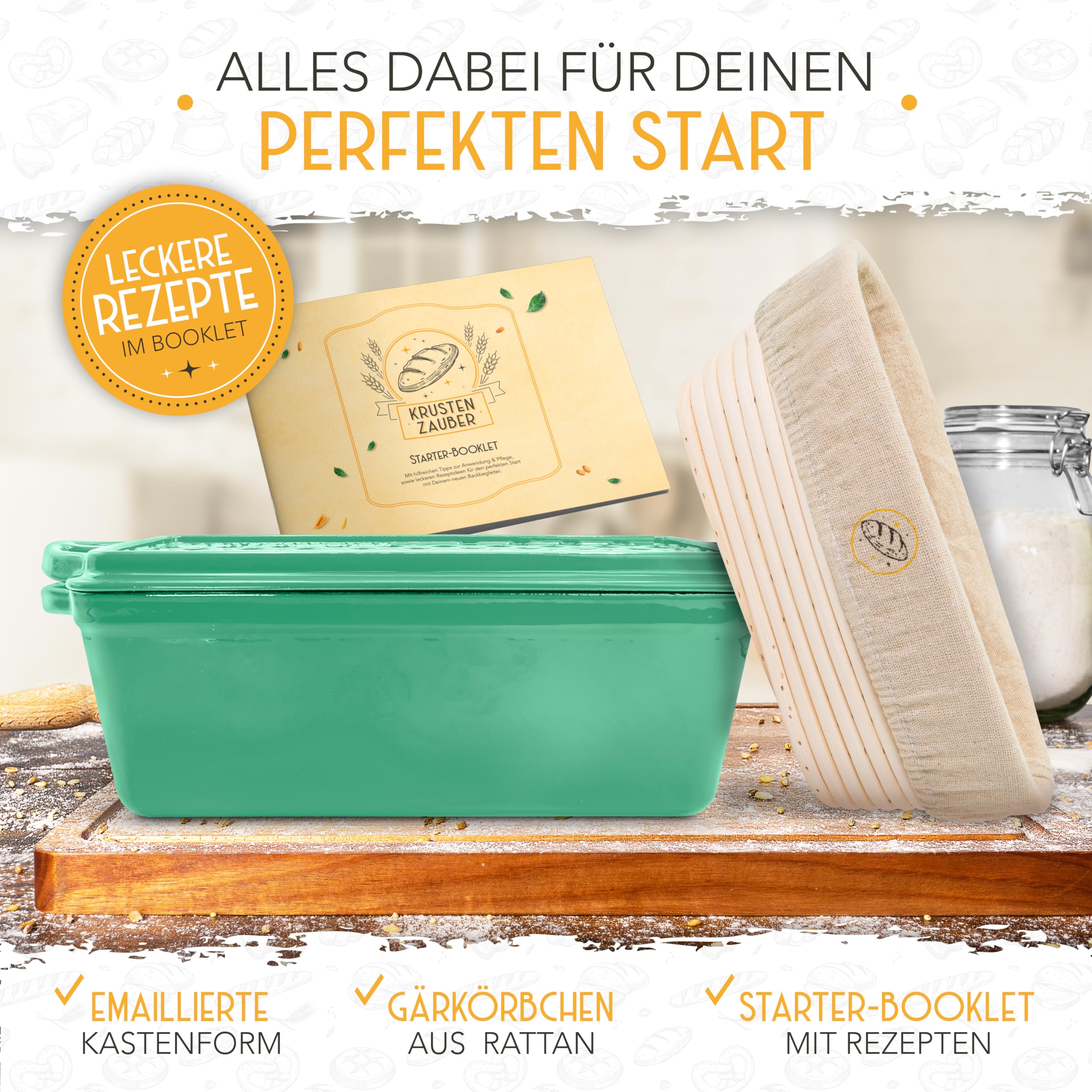 KRUSTENZAUBER Stampo per pane con coperchio per pane fatto in casa
