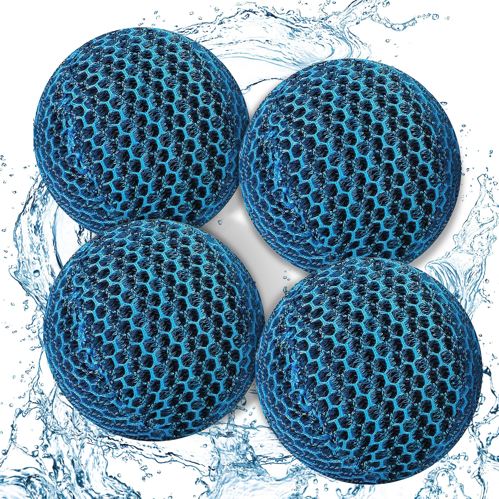 Boule Absorbeur D'écume, Absorbeur D'huile de Piscine Réutilisables, Absorbeurs de Piscine Éponge Flottante, pour Absorbant Mousse et Graisse pour Spa Piscine Baignoire (4, Balle)