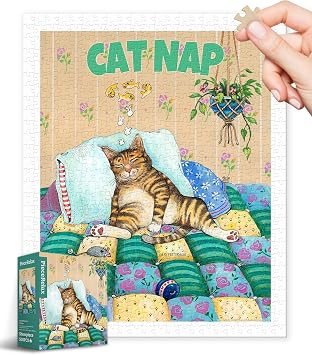 PieceRelax - Two Plastic Jigsaw Puzzles Bundle - 1000 Pieces Summer and 500 Pieces Gary Patterson - Cat Nap [H3441+H3468]