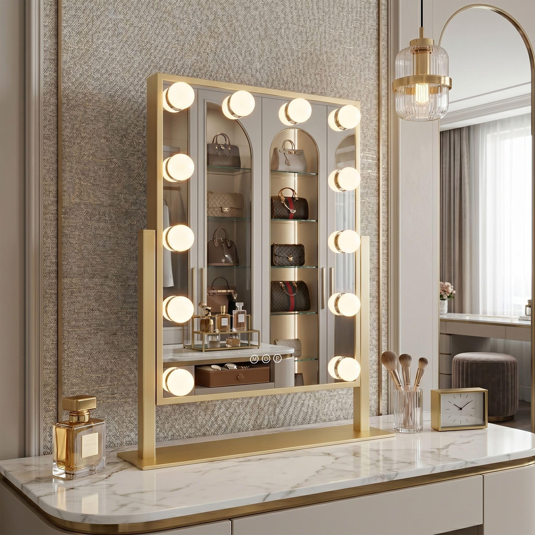 Rea - Lustro Led Style L.Gold 30x40 Prostokątne - 12 x 30 x 47,5 cm