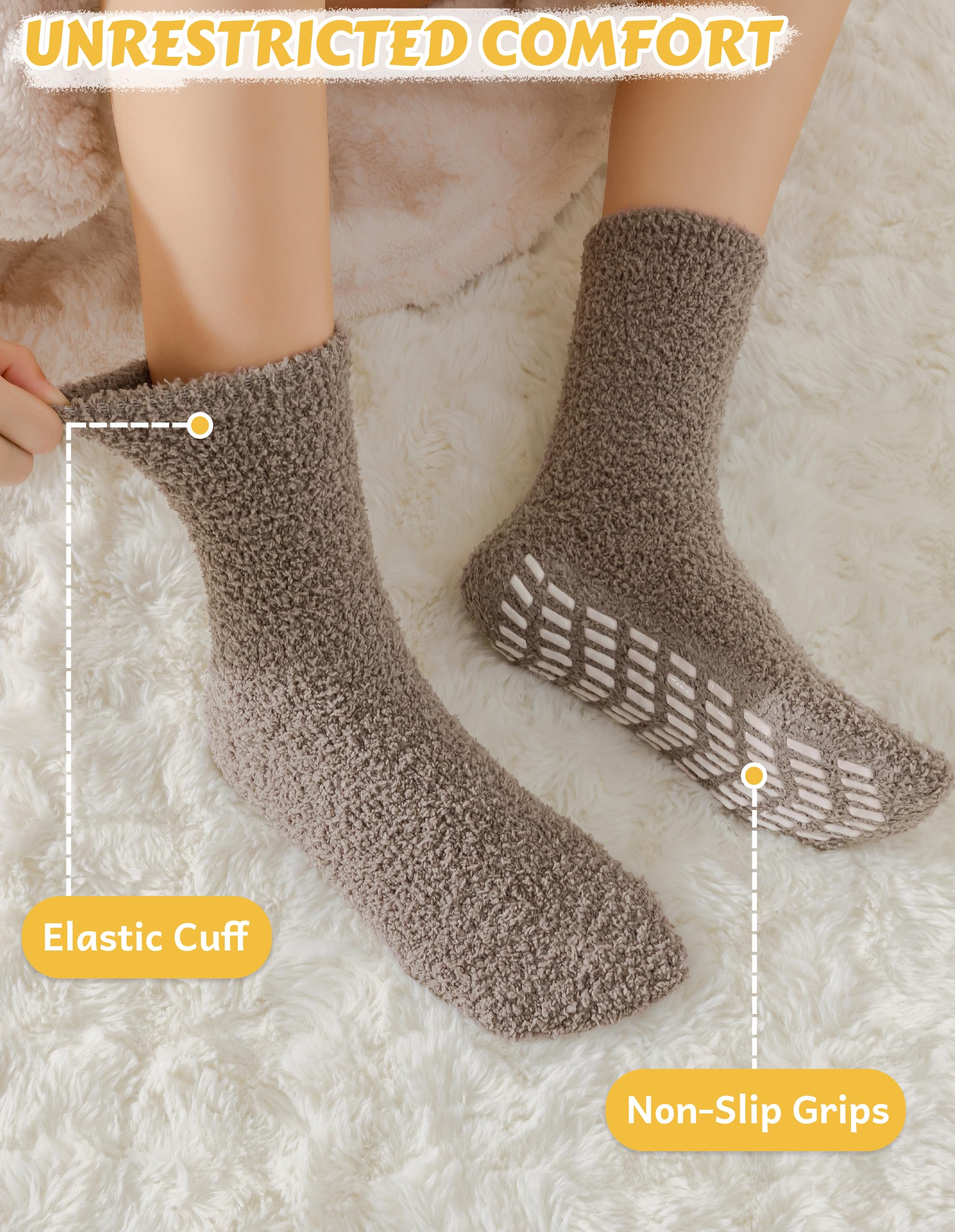 Hocerlu Calze Termiche Donna Invernali - 5 Paia Calzini Termici Pelosi Morbide per Casa e Sonno, Alta Elasticità Caldi per Carino Regalo, Taglia 35-41