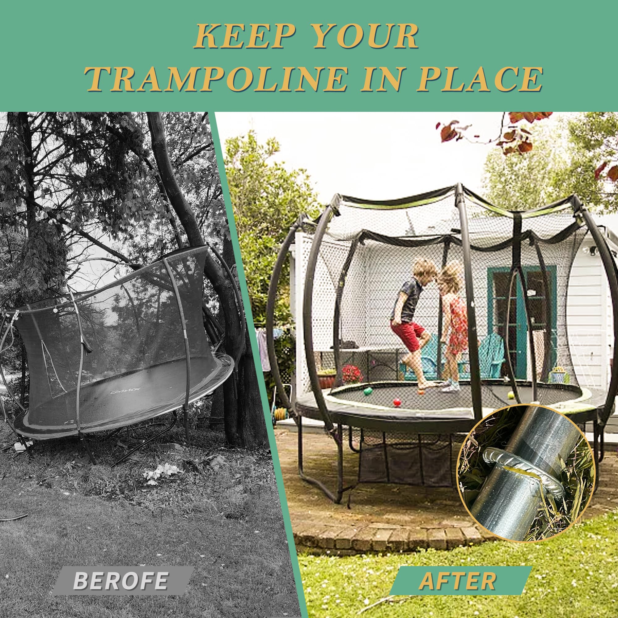 YANYUCB Bodenanker, verzinkter Stahl, Bewehrungsstäbe, Trampolinpfähle, 30,5 cm, robuste U-Haken, Bodenpfähle zur Befestigung von Zelten, Schaukelrahmen, Trampolinen, Gartenarbeit, 8 Stück