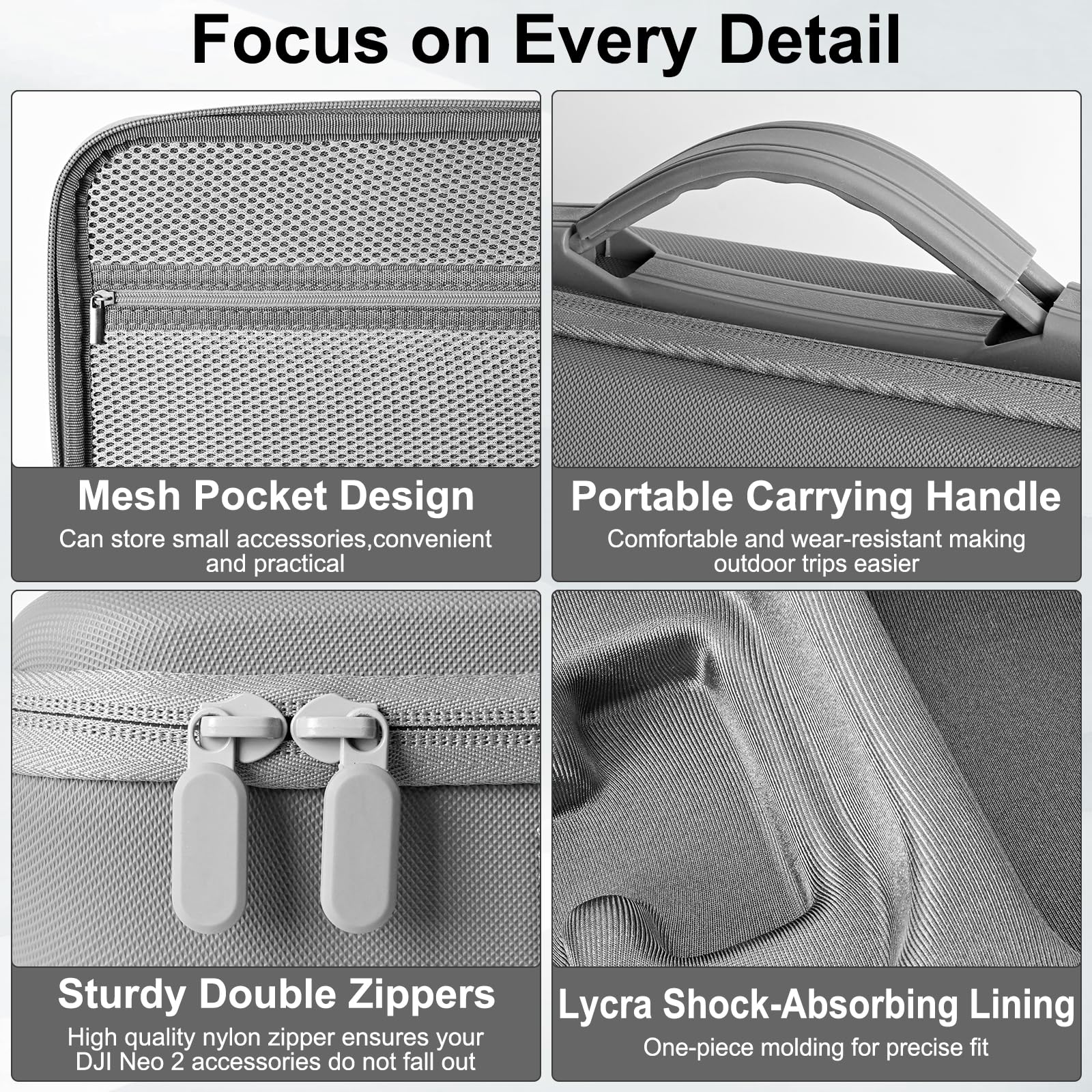 Custodia per DJI Neo 2 Borsa, Custodia PU Portatile per DJI Neo 2 Fly More Combo Accessori, Borsa da Trasporto per DJI Neo 2 Droni, per Drone Stoccaggio/Proteggere - 5