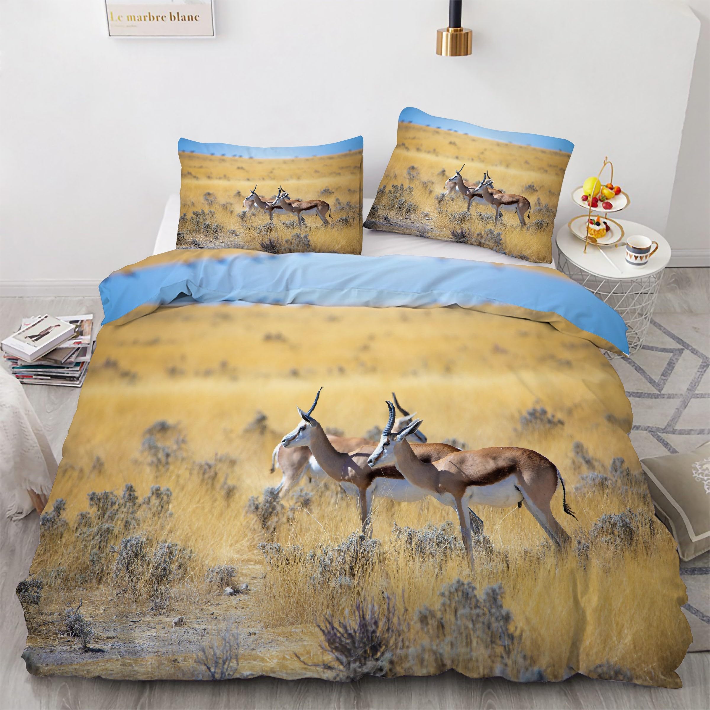 Housse de couette cerf 160x200 : finie la couette qui glisse grâce au zip