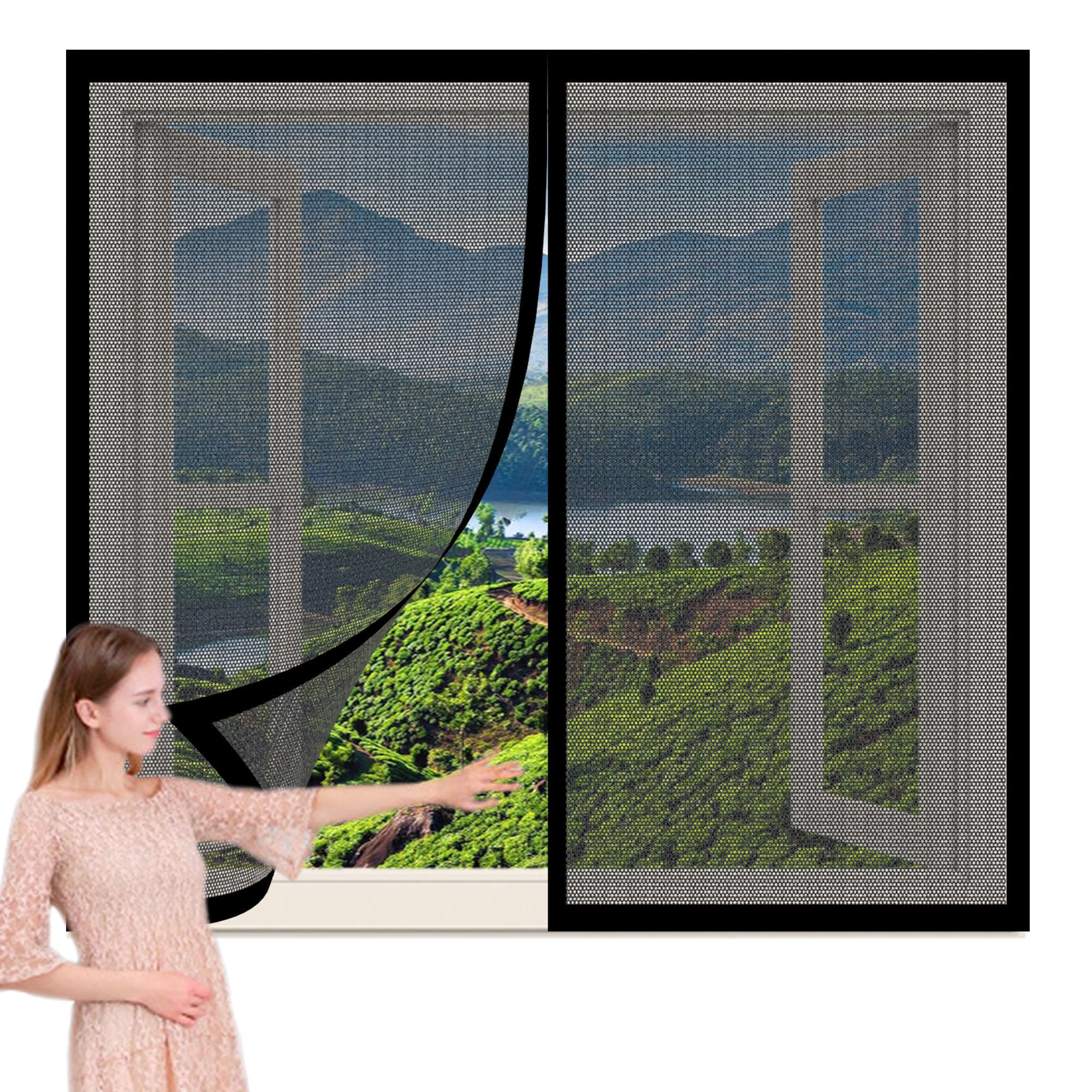 Magnetic Net Window 125 x 85 cm Selfadhesive Tape No Drilling Fly Screen for Windows Custom Size for Home, Office, Bedroom, Living Room Kitchen, Black