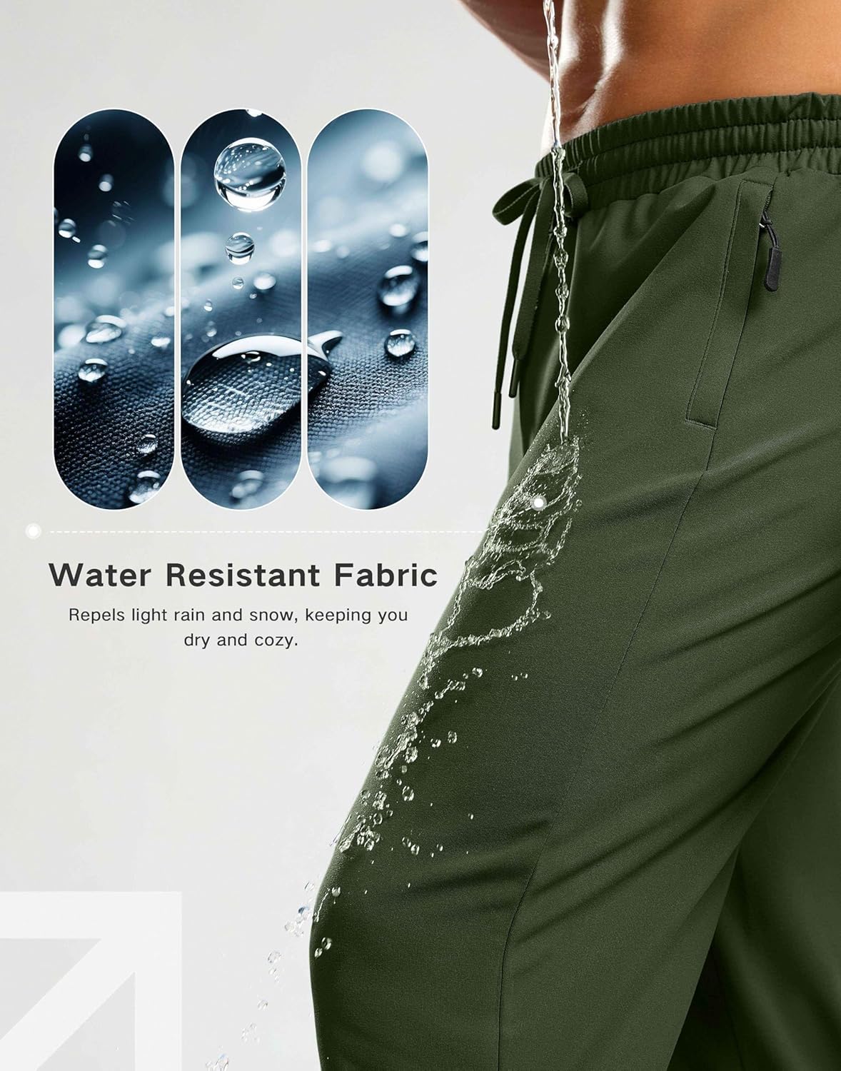 G Gradual Men's Fleece Lined Pants with 3 Zipper Pockets Water Resistant Winter Warm Hiking Pants Athletic Sweatpants for Men - Image 7