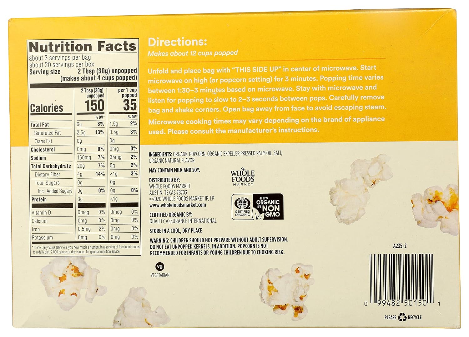 365 by Whole Foods Market, Organic Microwave Popcorn, 21 Ounce (Pack of 2) image 3