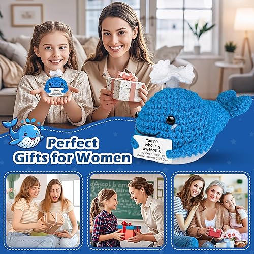 Miniatura 7 de Divertidos regalos de cumpleaños de ballena de ganchillo para mujeres, hombres, marido, esposa, mejor amigo, jefe, compañero de trabajo, decoración