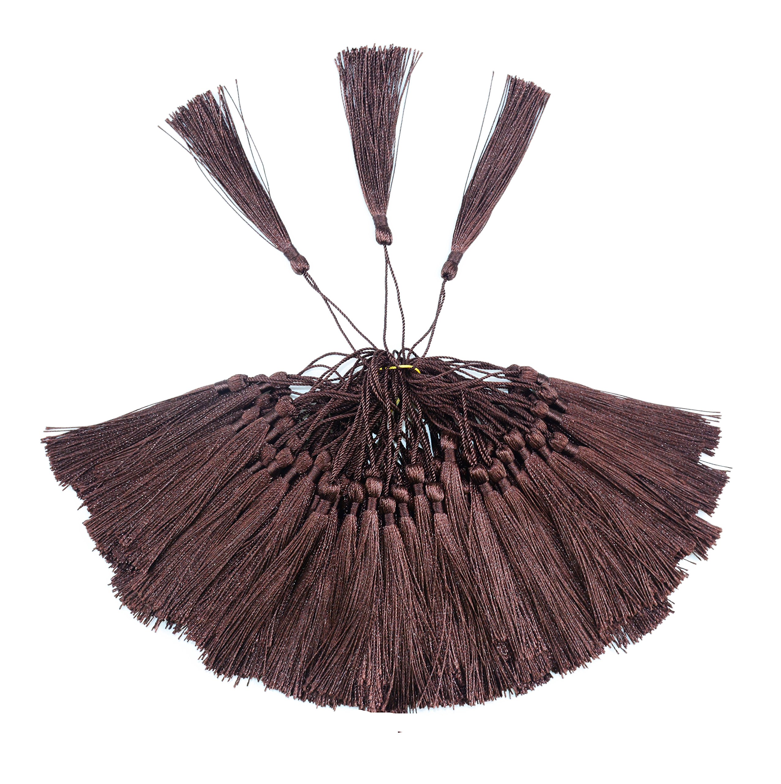 100Pcs 5 Inch Silky Bookmark Tassels for Jewelry, Souvenir(D-Chocolate)