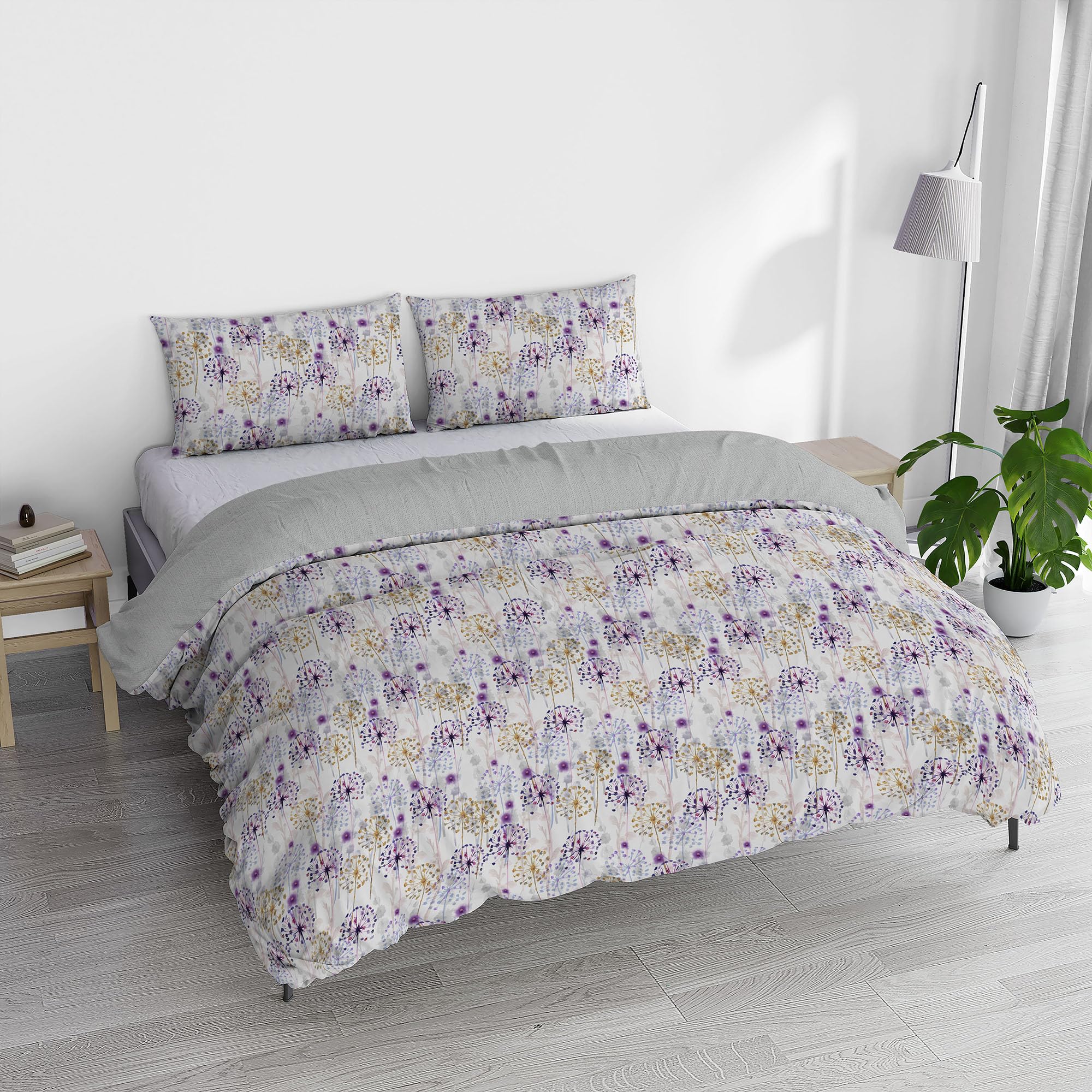 Italian Bed Linen Watercolor Duvet Cover Set with Digital Print, Double, WT 10