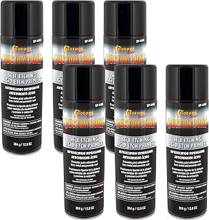 Custom Shop Self Etching Primer Spray (6 Pack) - 12.9oz Gray Acid Etch Primer for Metal, Aluminum & Stainless Steel - Fast Drying Automotive Etching Primers, Pre Truck Bed Liner Primers for Bare Metal