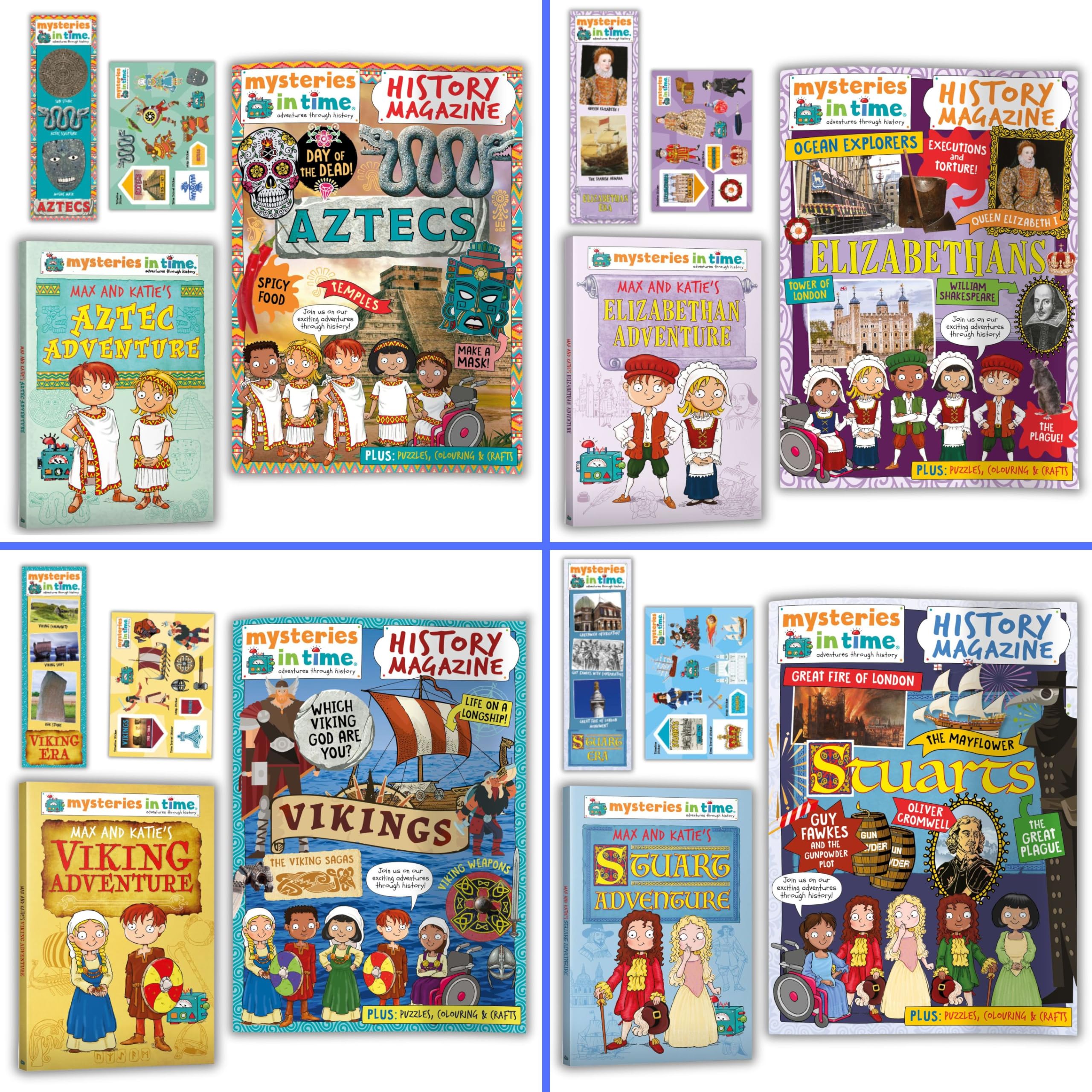 Middle History Bundle Mysteries in Time Activity Pack for Kids Aged 6-11, with History Book & Magazine, Perfect for Screen-Free Plane, Travel, Holiday, Wedding, Homeschool Fun