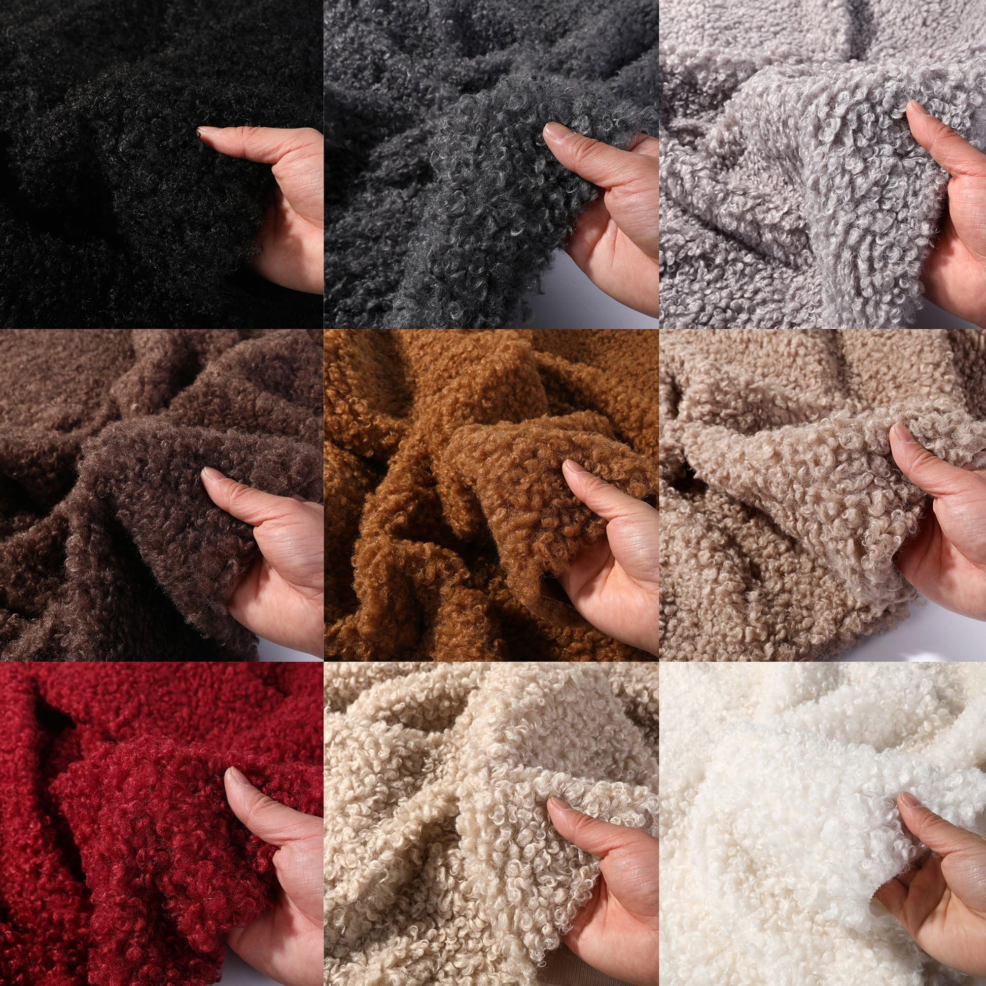 Fur Fabric Faux Sheeps Wool Curly Boucle Looped Plush Furry Vegan Material.Bouncy Airy Light Soft Handle 10mm Pile Thickness.Coats Linings Crafts Toy Making, Neotrims. Beige #4, Half Meter