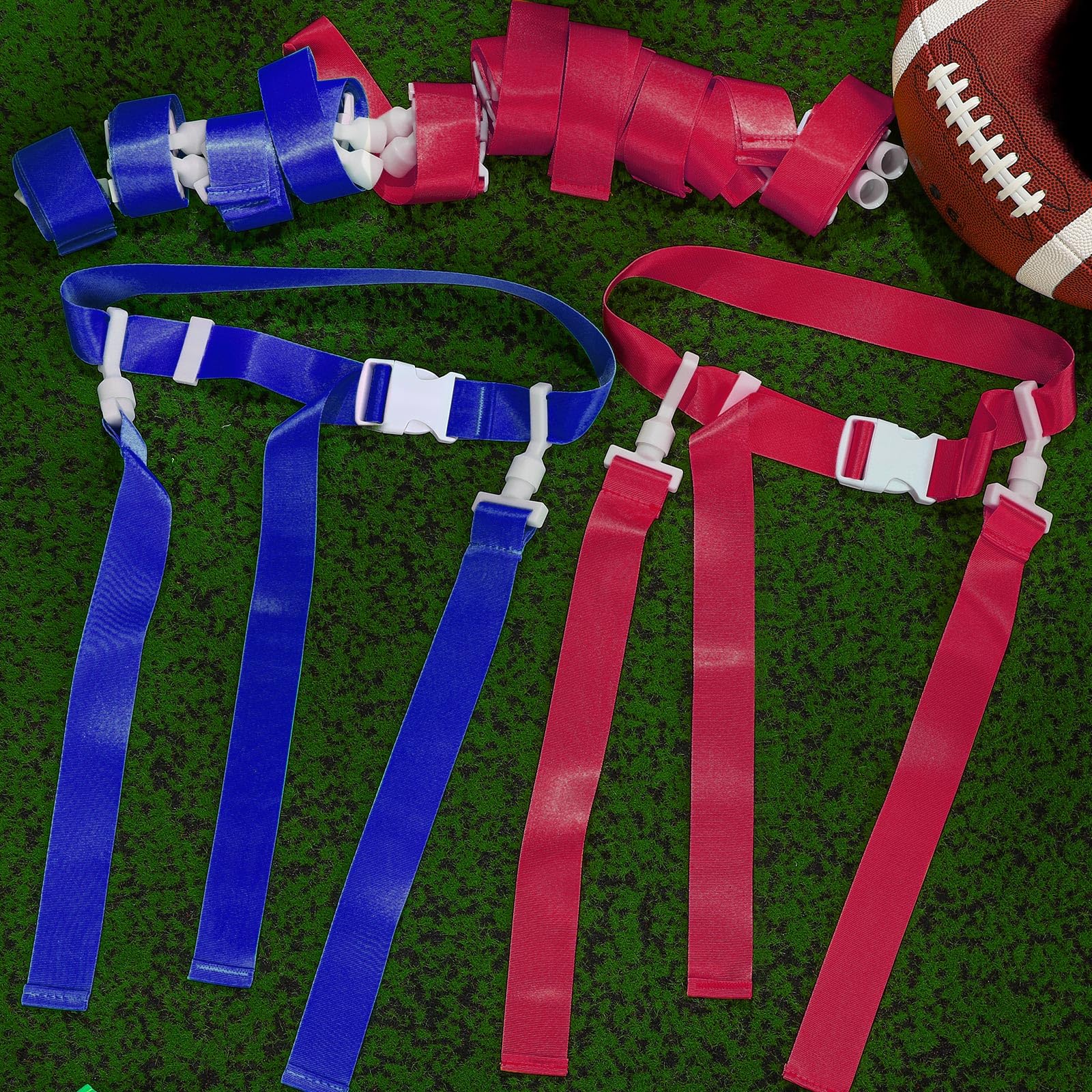Peryiter Juego de 2/12/24 con bandera de jugador, cinturones de fútbol ajustables y banderas para niños, jóvenes, adultos, entrenamiento de equipo deportivo