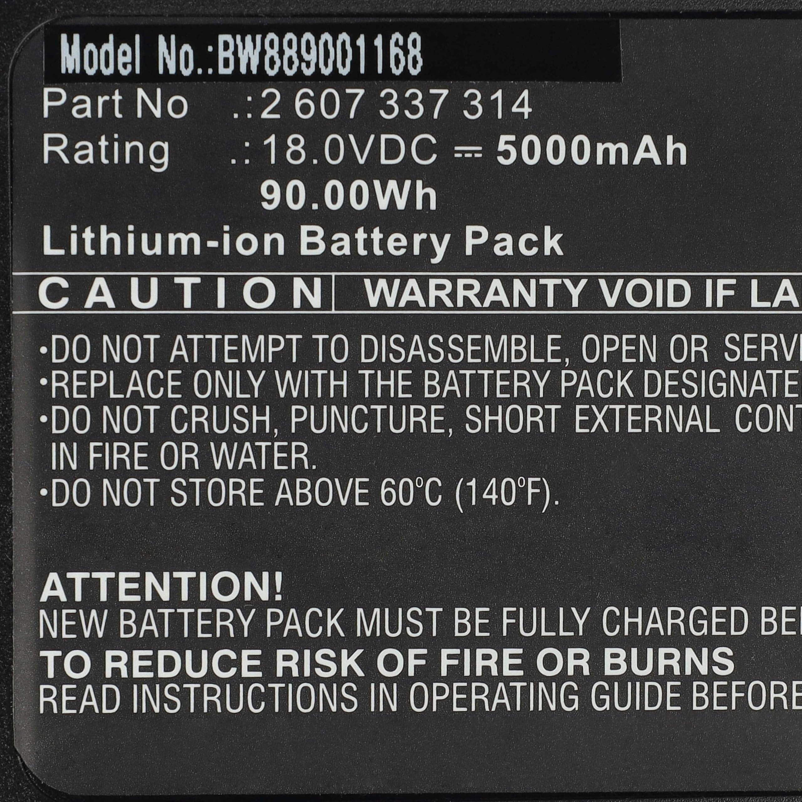 vhbw Akumulator kompatybilny z Bosch ULTD/03 | Uniwersalny młotek 18 V, PSM 18 LI, ULTD/02, narzędzie Uneo Maxx (5000 mAh, litowo-jonowy, 18 V)