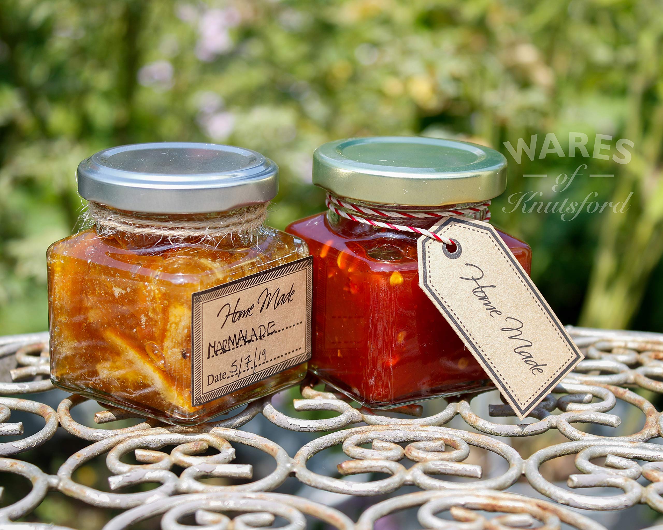 130ml Square Jam Jar with a choice of gold, silver or black lids. Sold in a choice of packs. (36, Gold)