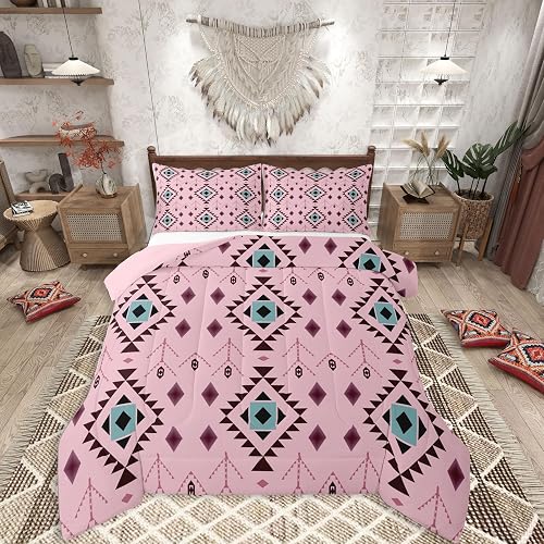 jejeloiu Boho Western Kids Comforter Set Queen Size Bohemian Southwestern Beddin