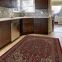 Vista 11 de Ottohome Collection - Alfombra persa de pasillo con diseño oriental, color rojo