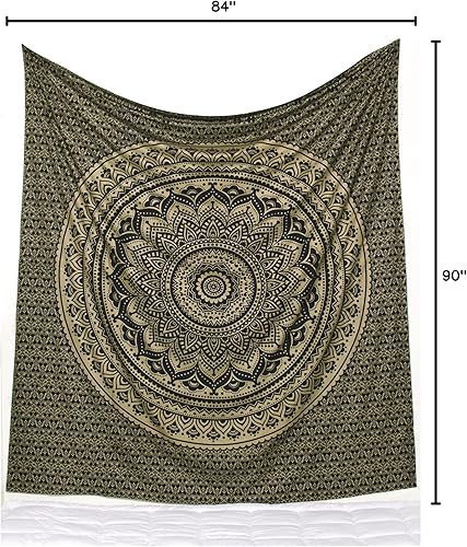 Vista 96 de Popular Handicrafts Tapestry Wall Hanging Hippie Ombre Mandala Bohemian HippyMetallic Shine Intricate Indian Tapestries Bedspread 84 x 90 Inches