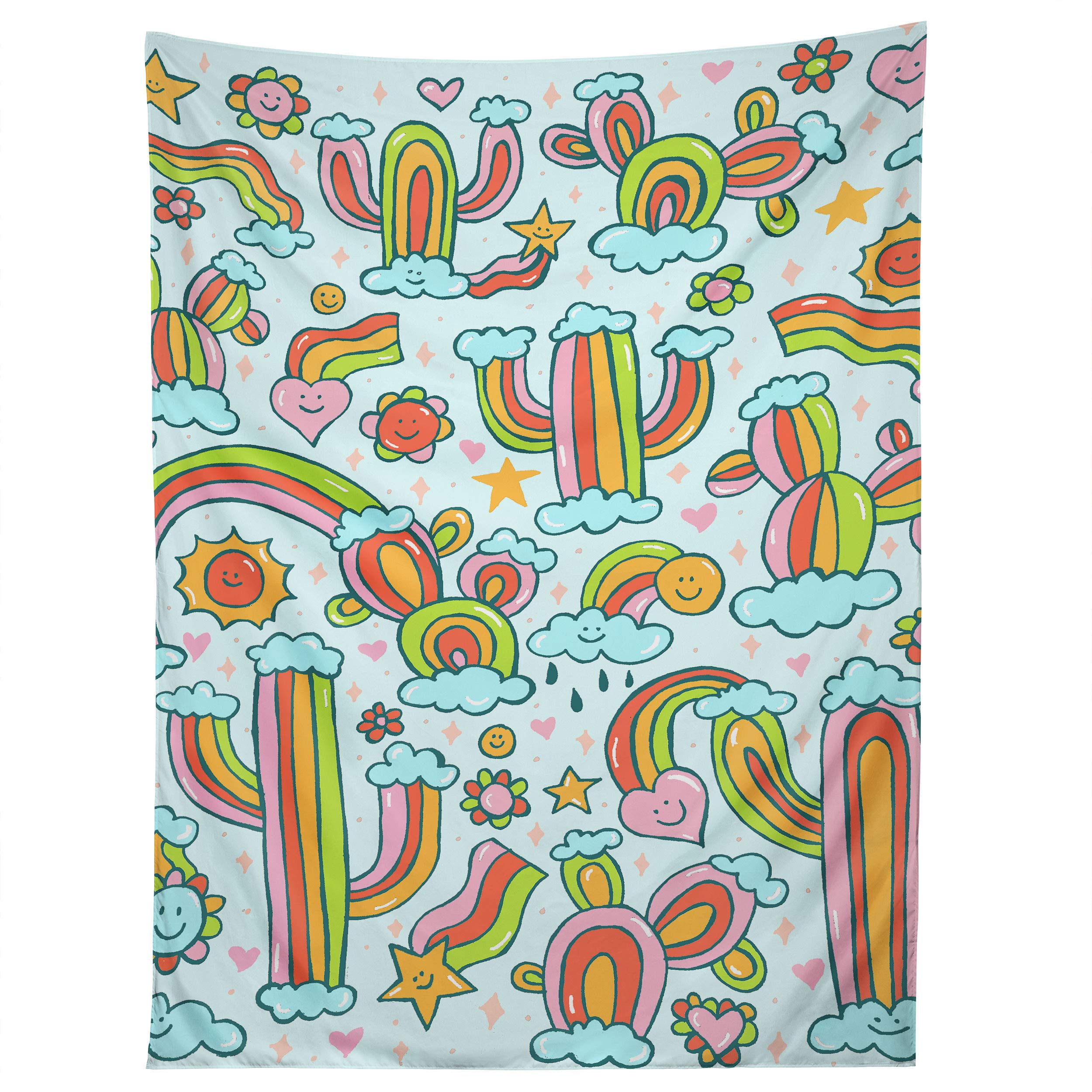 Society6 Doodle by Meg Rainbow Cacti Tapestry, 50 in x 60 in, Multi
